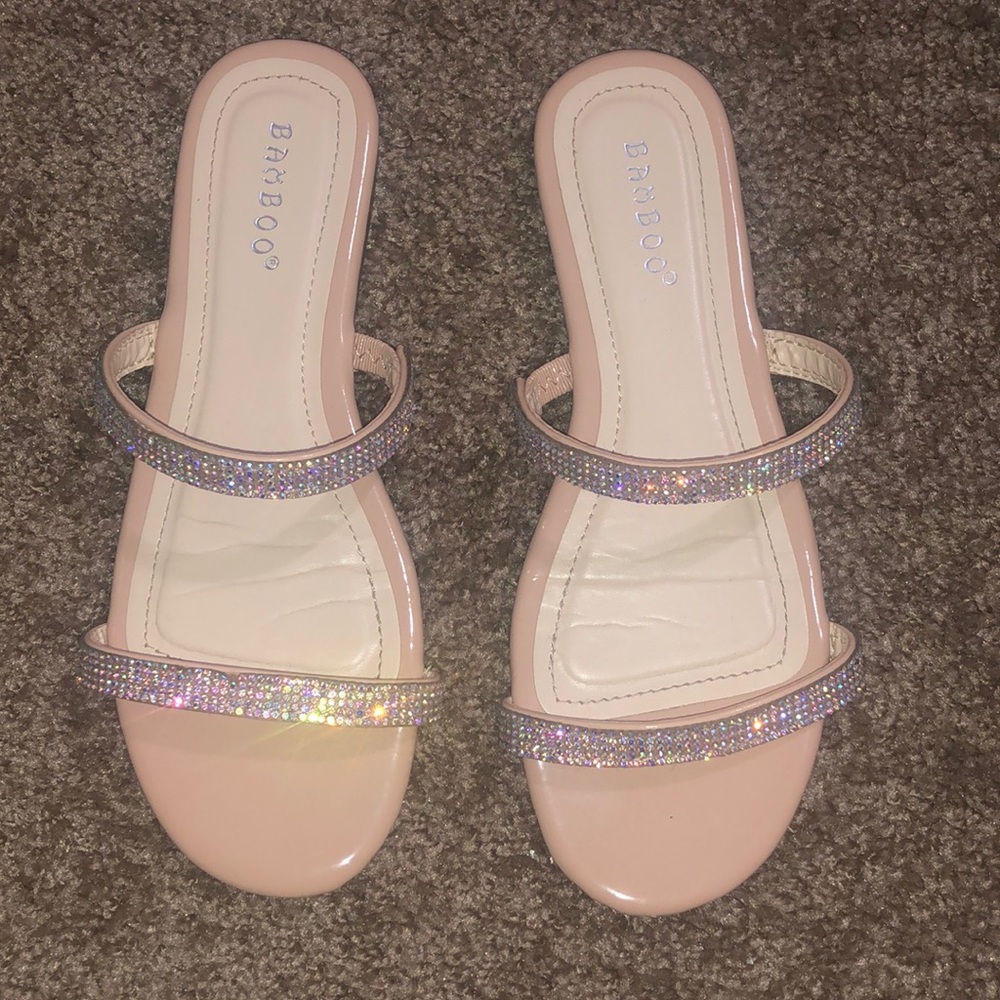 Tan sparkly sandals